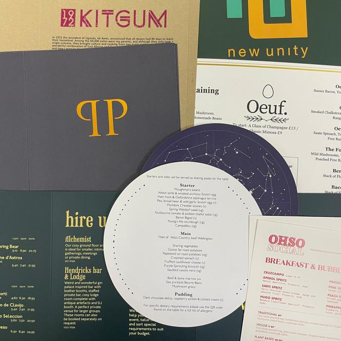 Menus and business print
