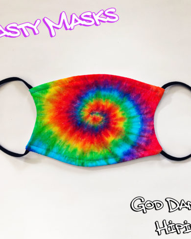Psychedelic multi-coloured swirl facemask design