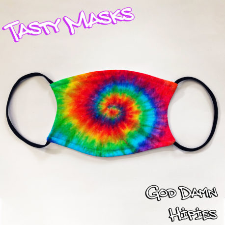 Psychedelic multi-coloured swirl facemask design