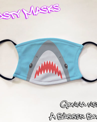 Facemask of illustrated shark mouth