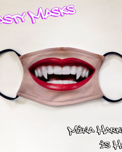 Facemask mouth female vampire lips and teeth fangs