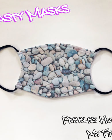 Facemask design, photograph of beach pebbles