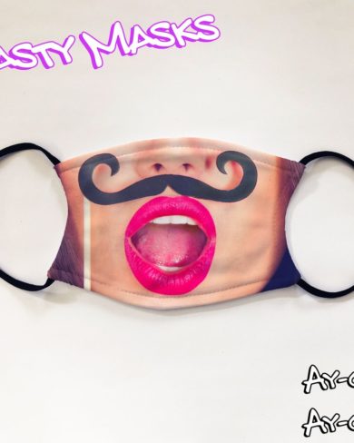Attractive Lady with Fake Moustache Facemask
