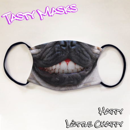 Facemask of pug dog nose and mouth face grinning
